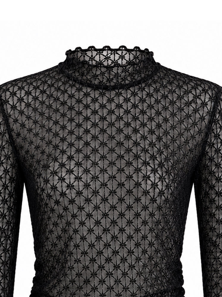 Top a rete con drappeggio laterale