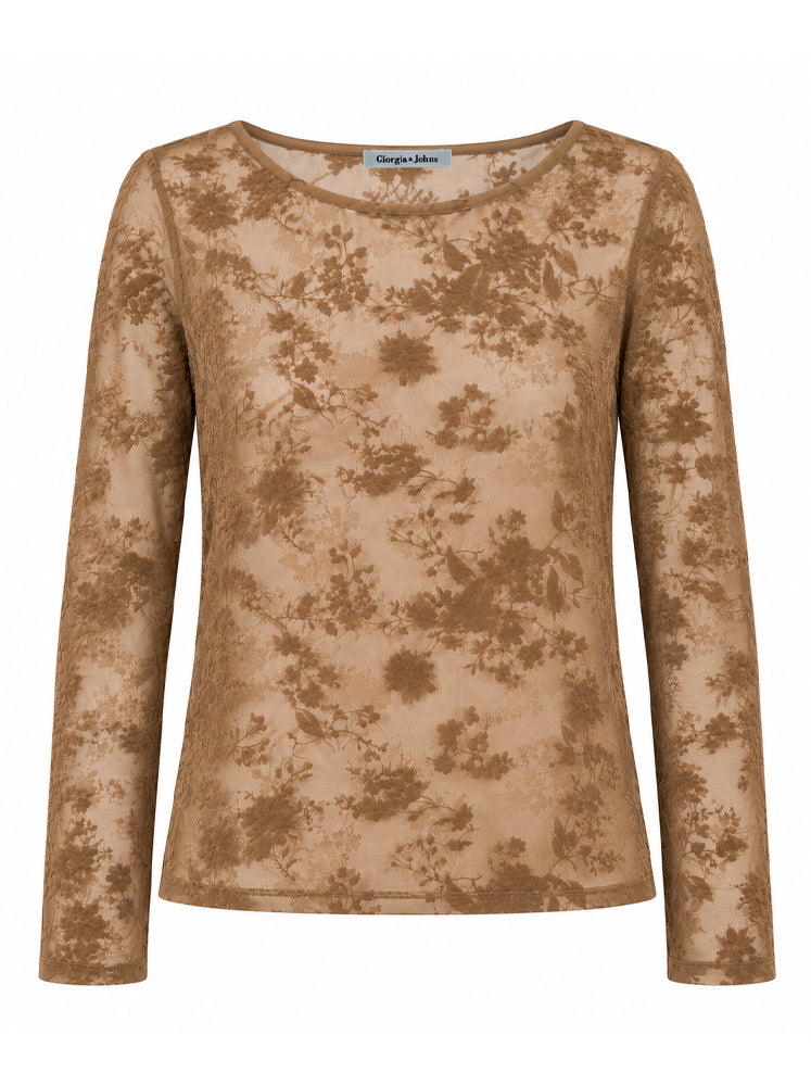 Top in tulle floccato