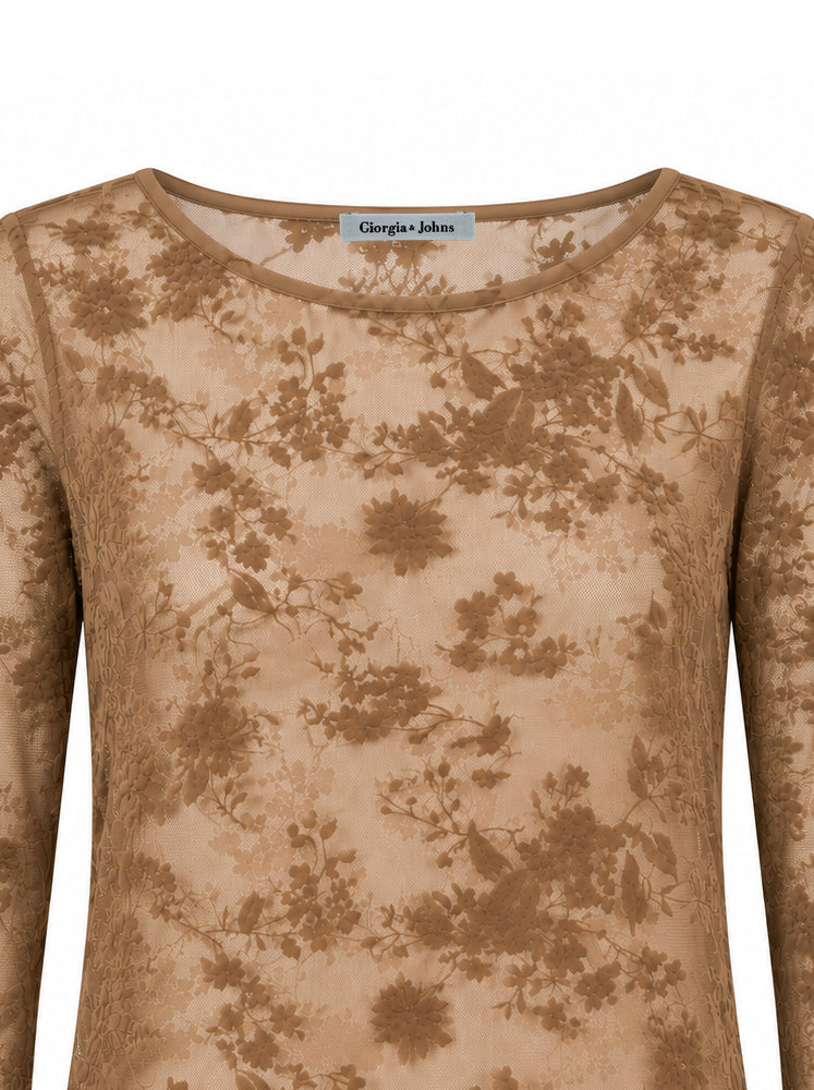 Top in tulle floccato