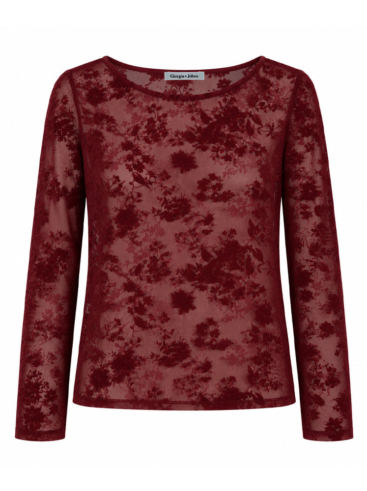 Top in tulle floccato