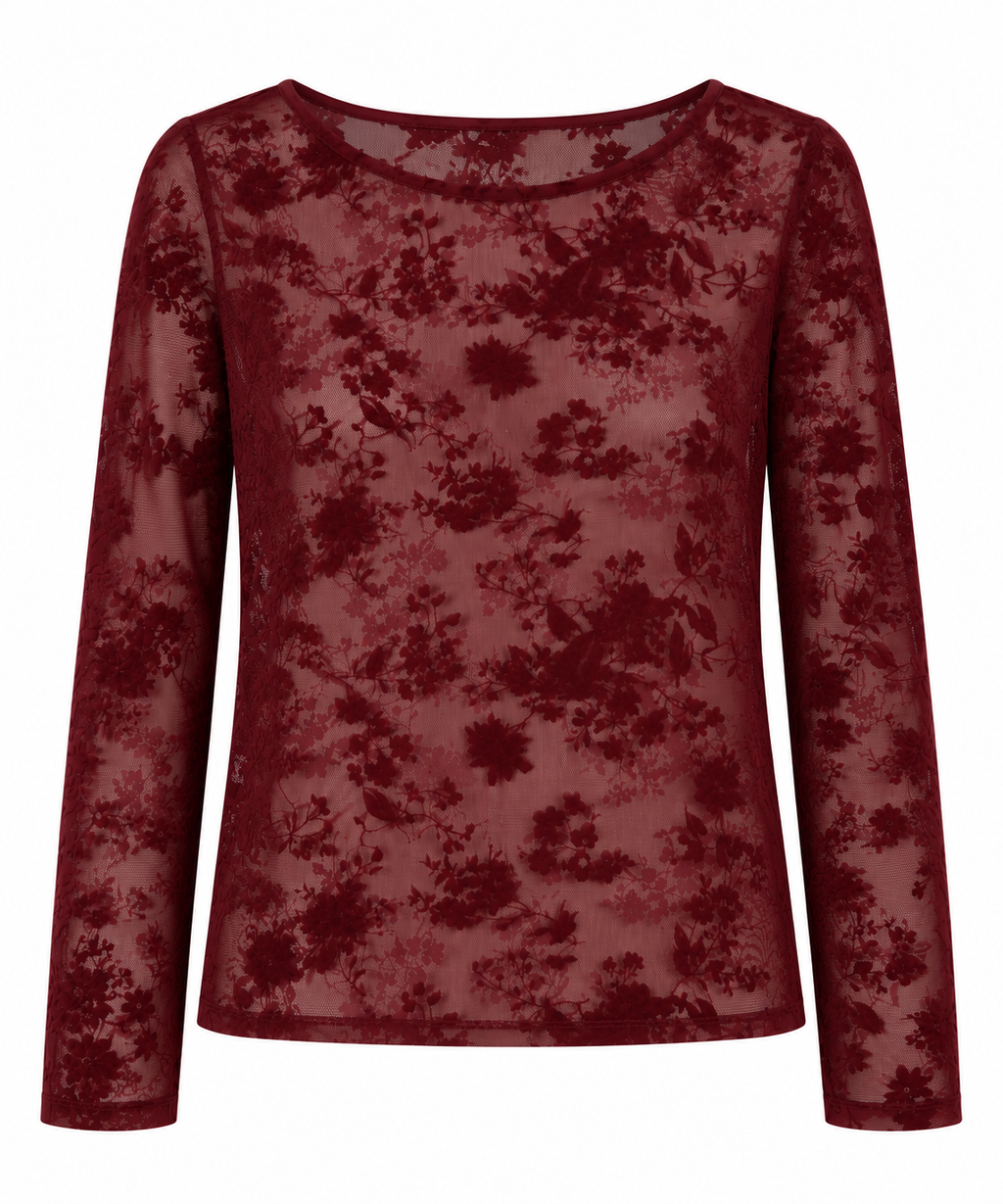 Top in tulle floccato