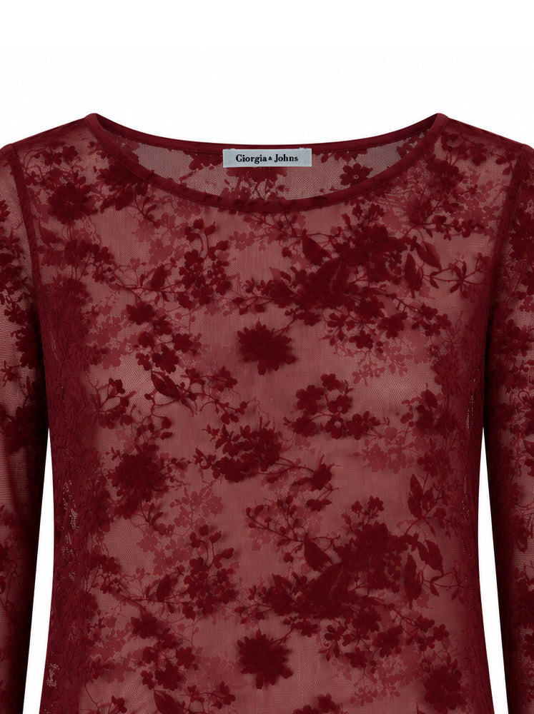 Top in tulle floccato