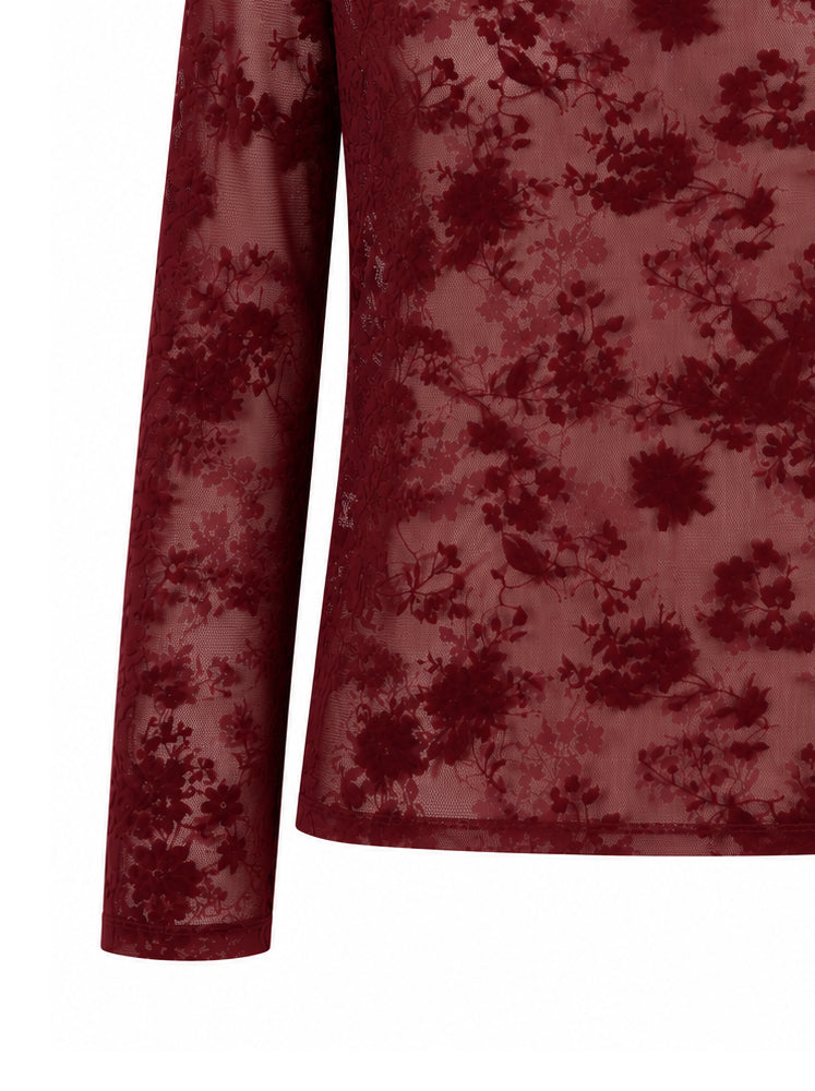 Top in tulle floccato