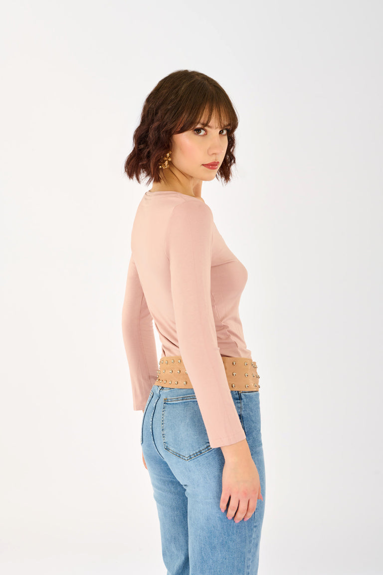 Maglia basic scollo madonna