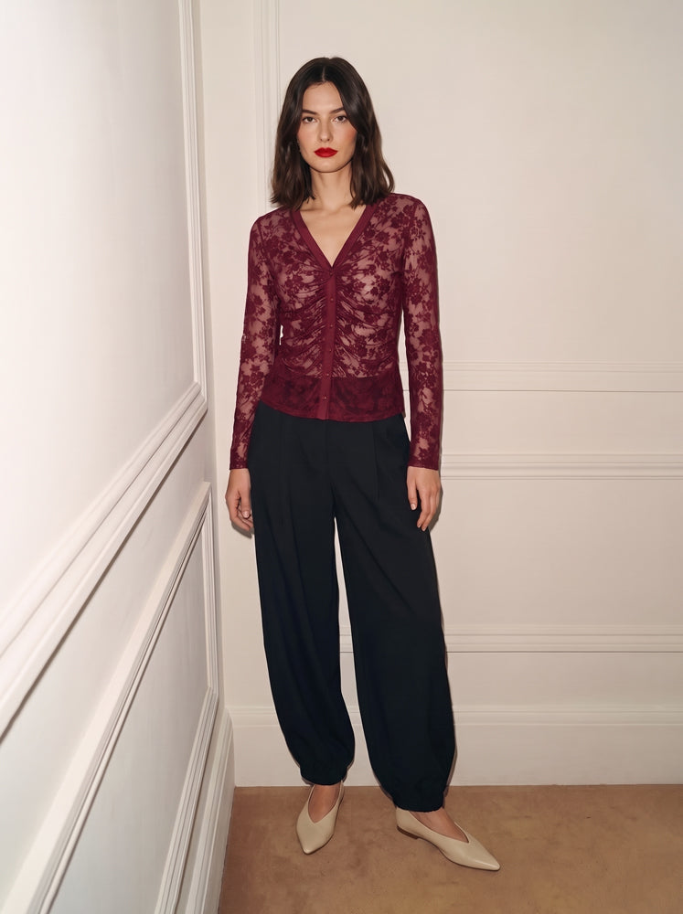Camicia in tulle floccato