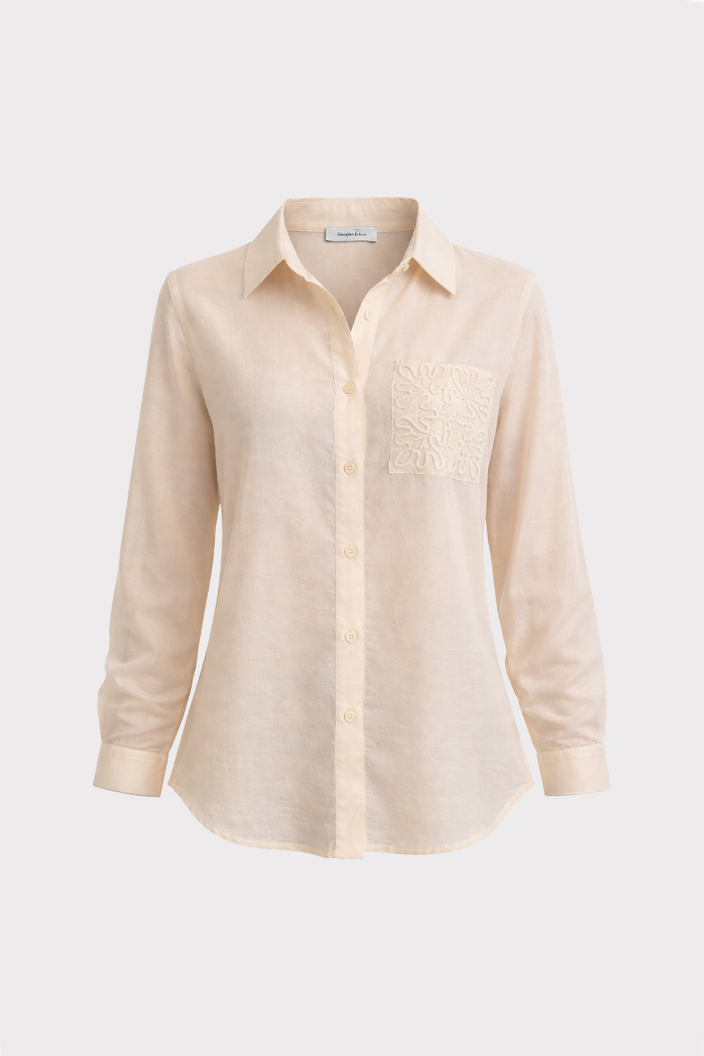 Camicia con tasca ricamata