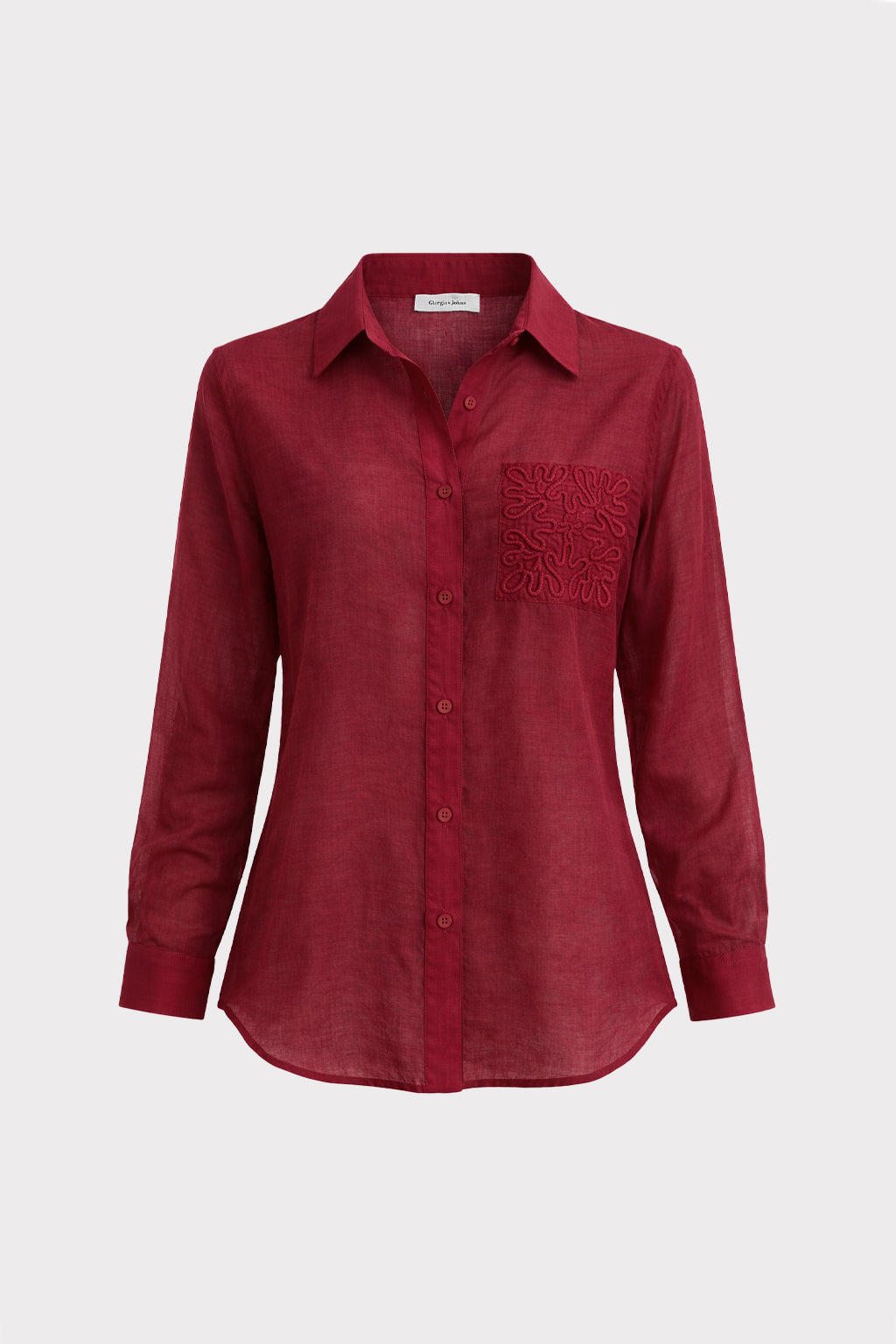 Camicia con tasca ricamata