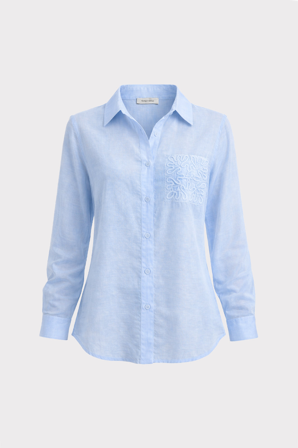 Camicia con tasca ricamata