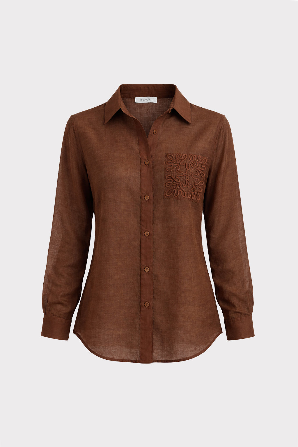 Camicia con tasca ricamata
