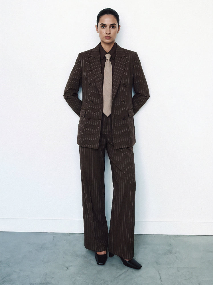 Blazer gessato finta abbottonatura