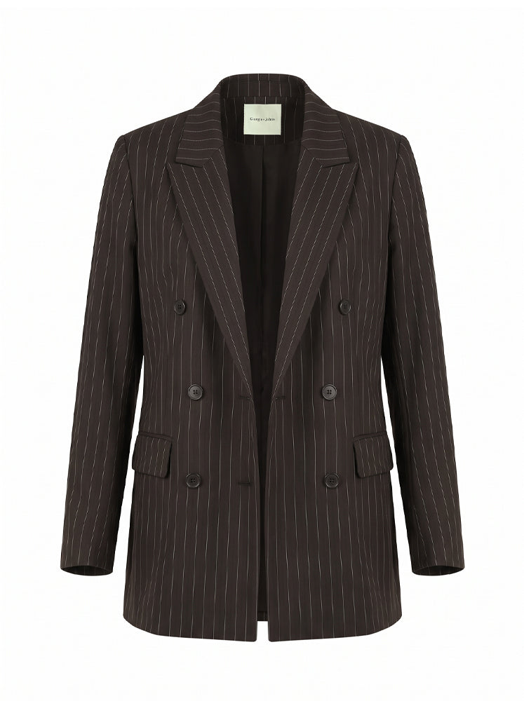 Blazer gessato finta abbottonatura