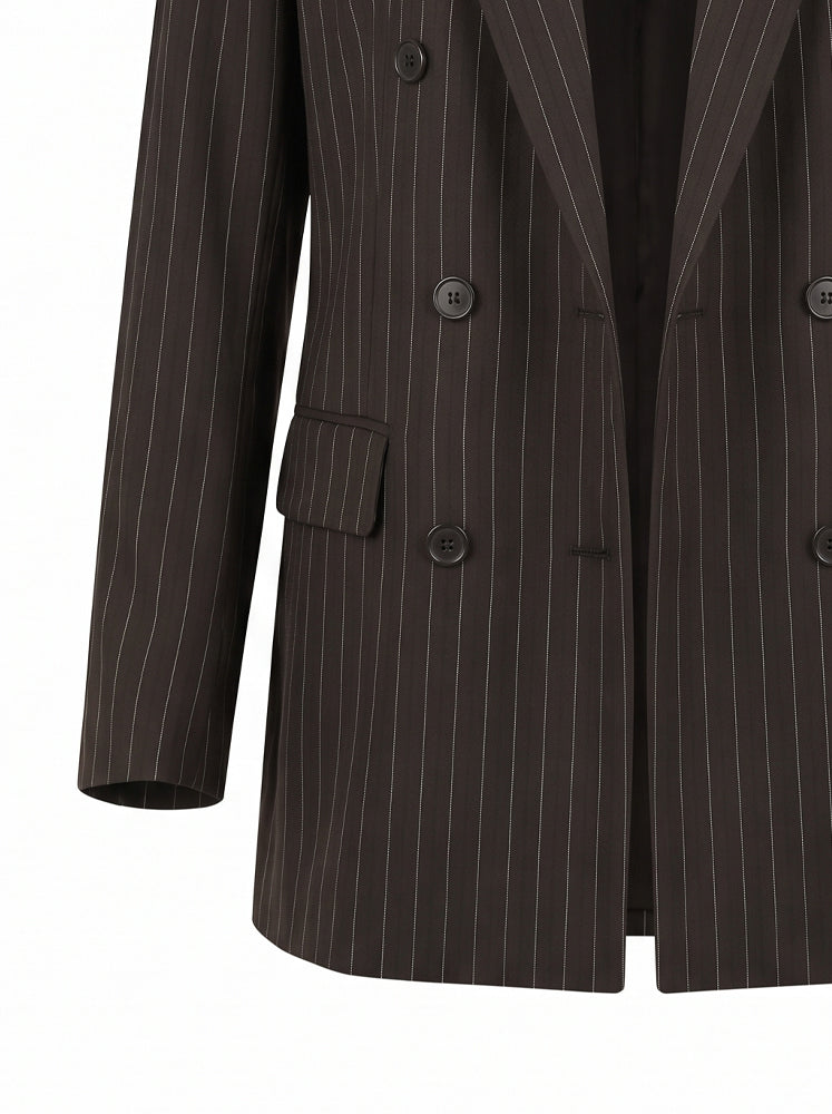 Blazer gessato finta abbottonatura