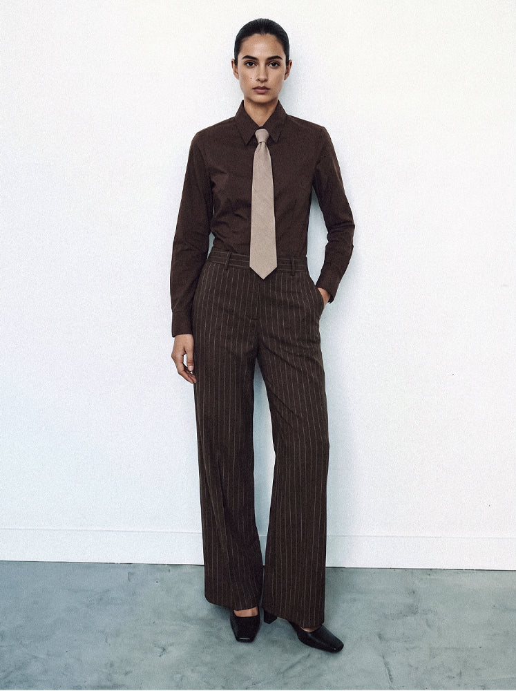 Pantaloni gessati con retro elastico