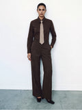 Pantaloni gessati con retro elastico