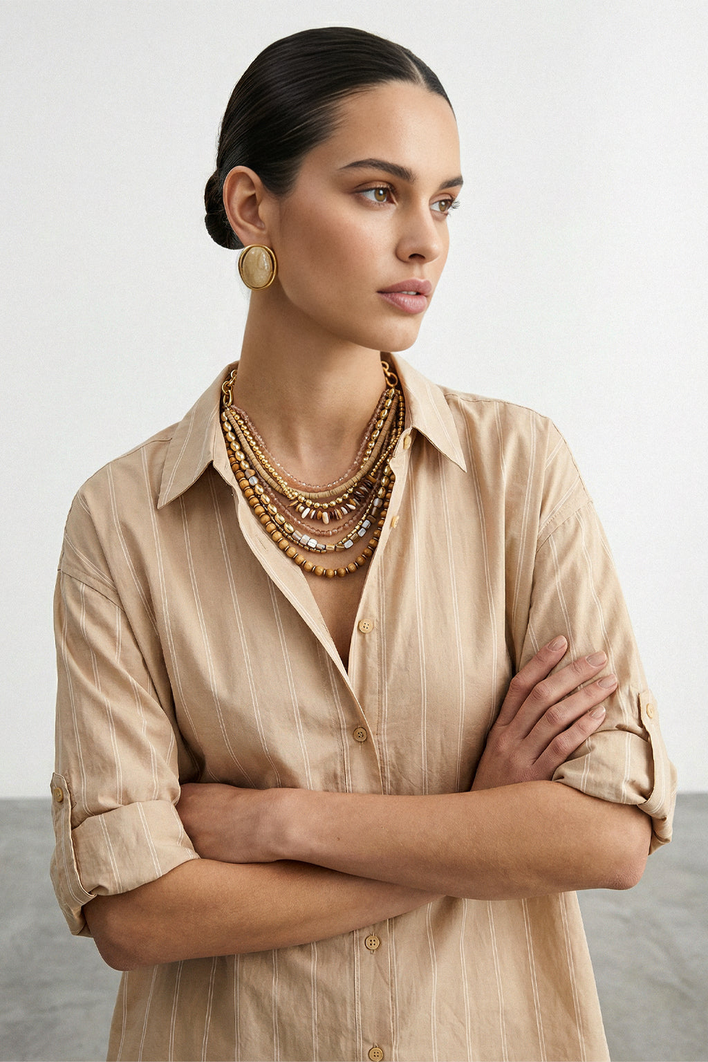 Camicia rigata manica risvolto