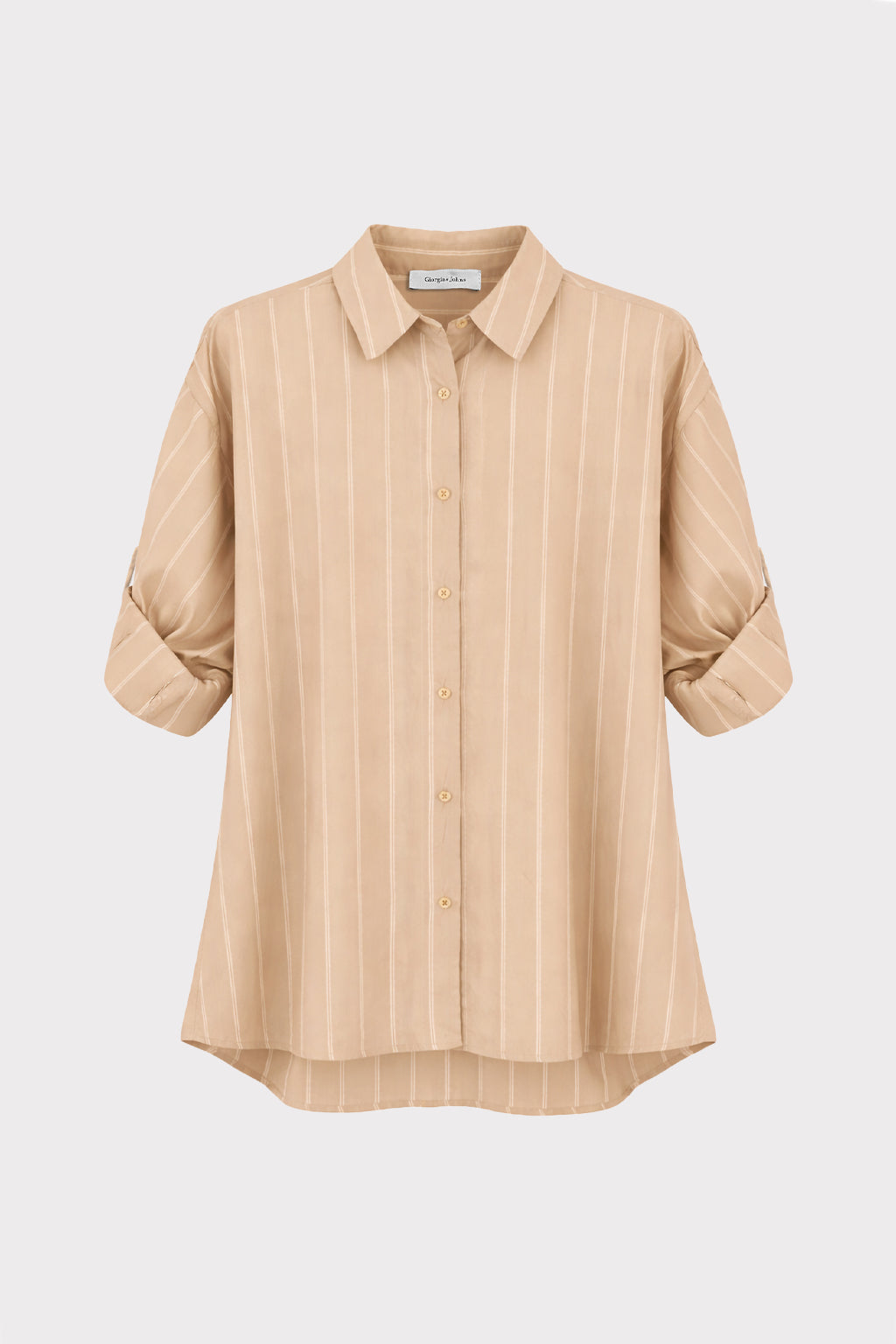 Camicia rigata manica risvolto