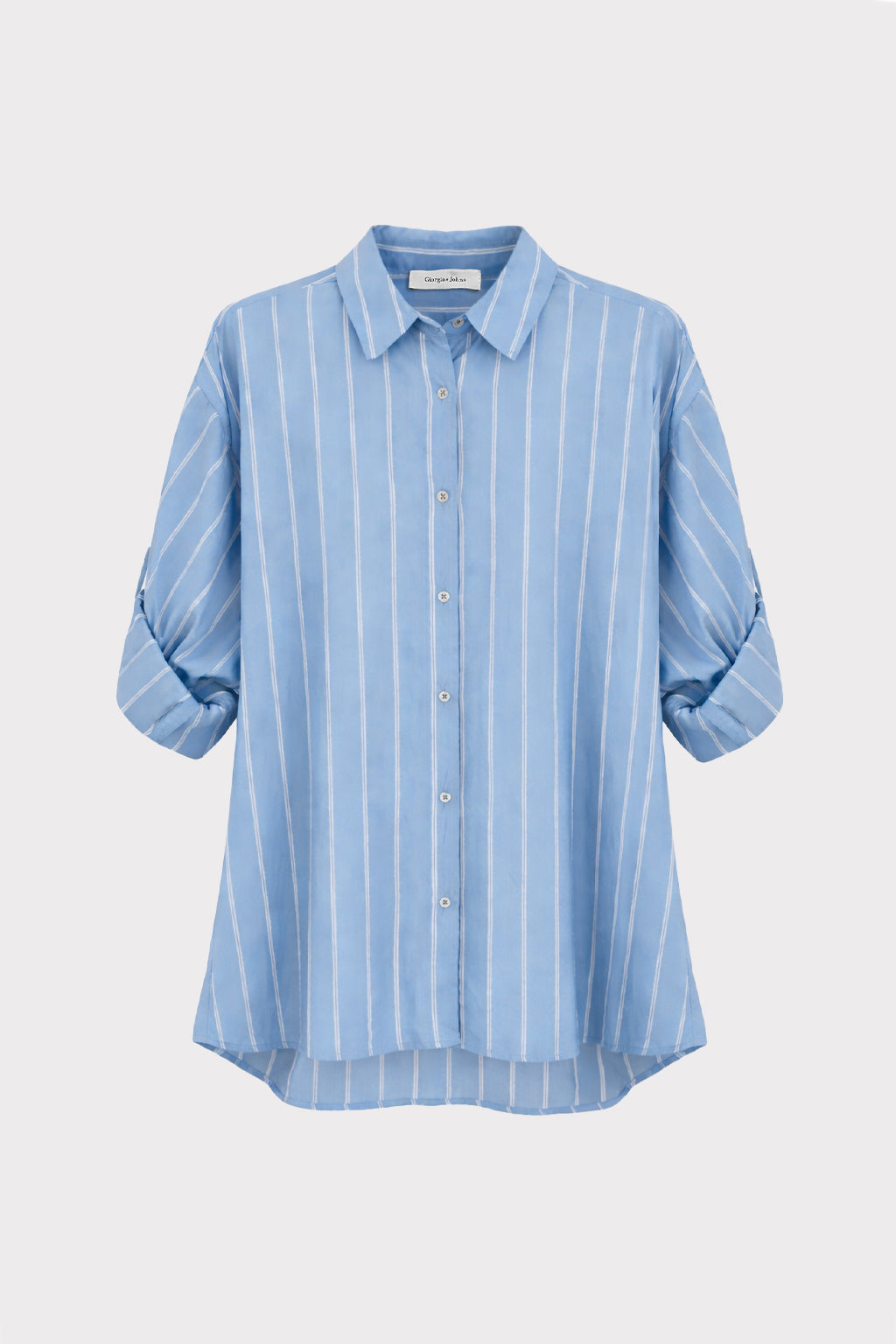 Camicia rigata manica risvolto