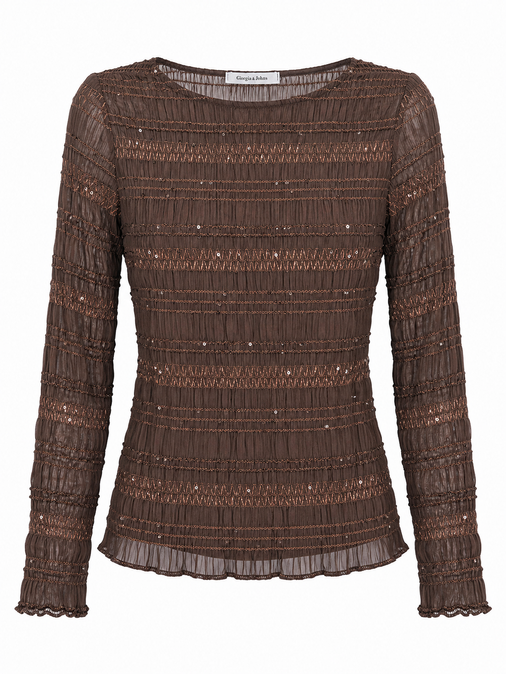 Top in rete plisse' con micropaillettes