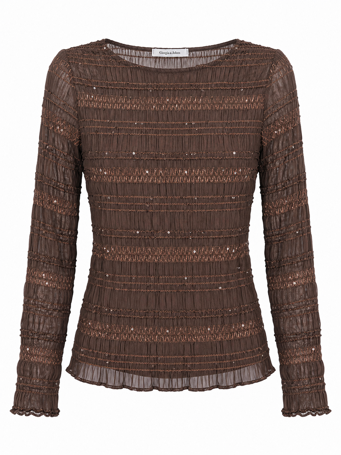 Top in rete plisse' con micropaillettes