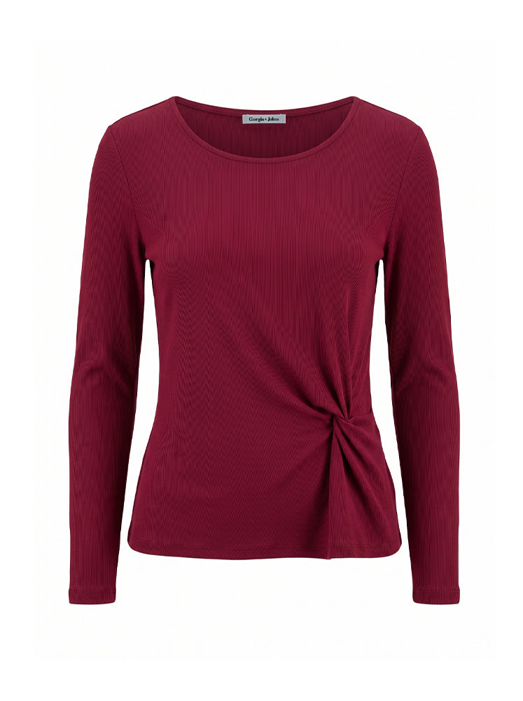 Top in costina con nodo laterale