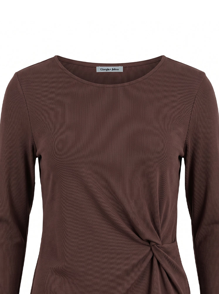 Top in costina con nodo laterale