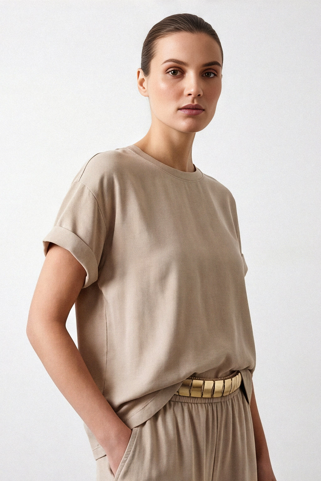 T shirt in cupro