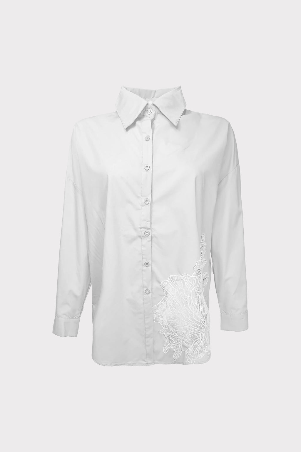 Camicia patch fiore in trasparenza