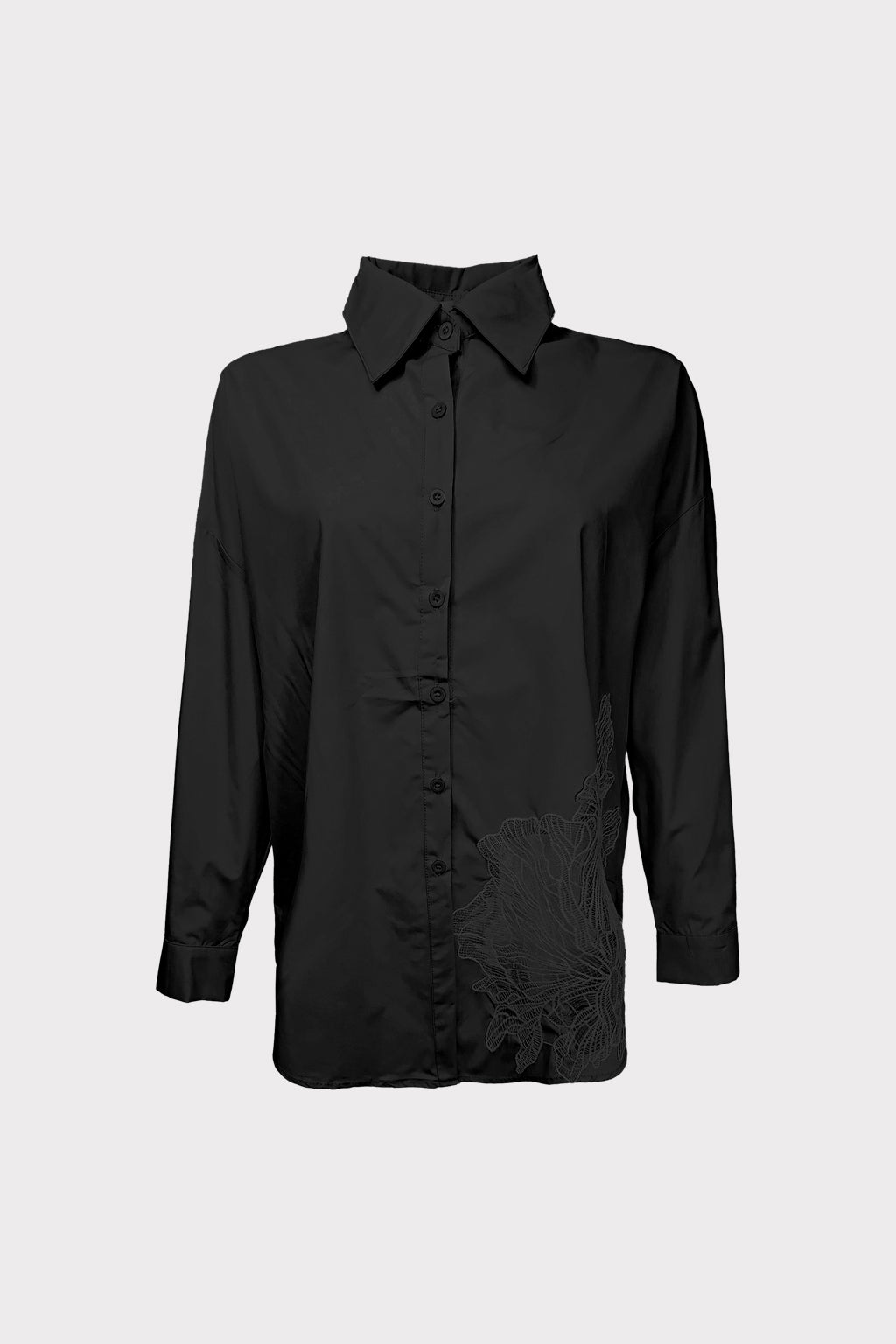Camicia patch fiore in trasparenza