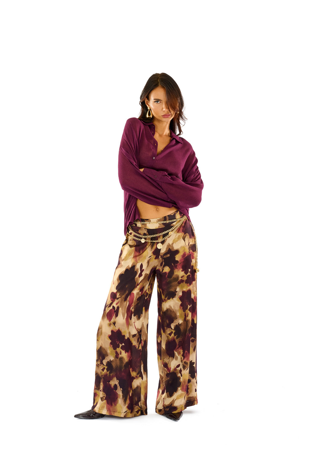 Pantalone satin stampato