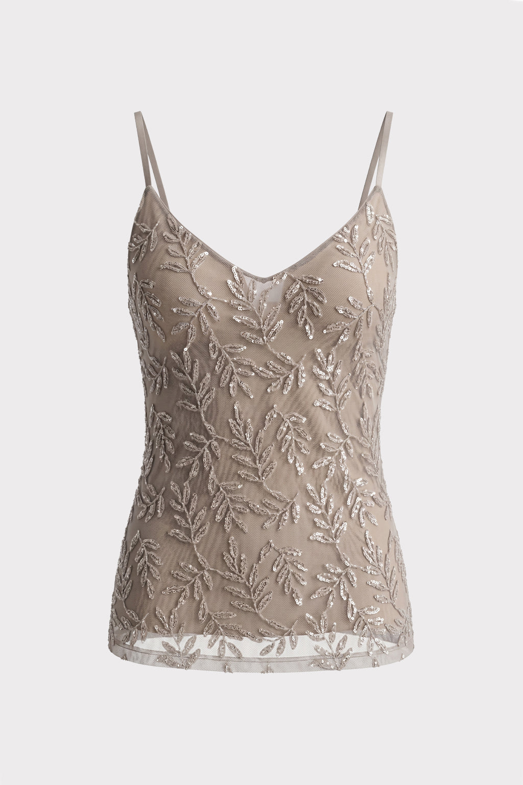 Top con ricamo e paillettes