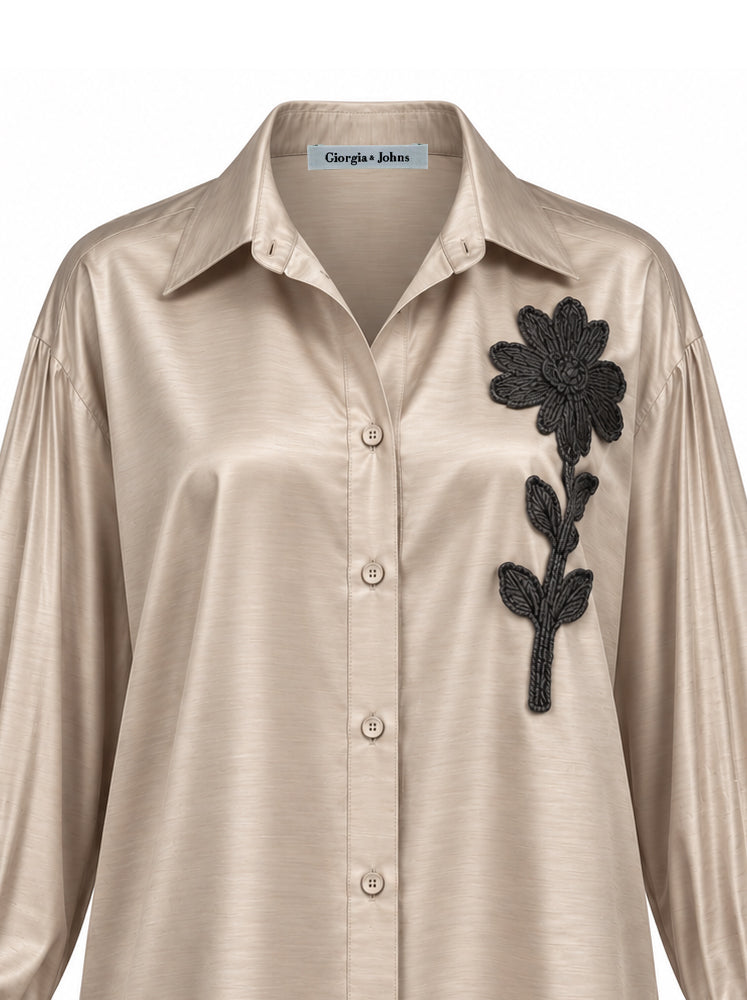 Camicia con macro ricamo