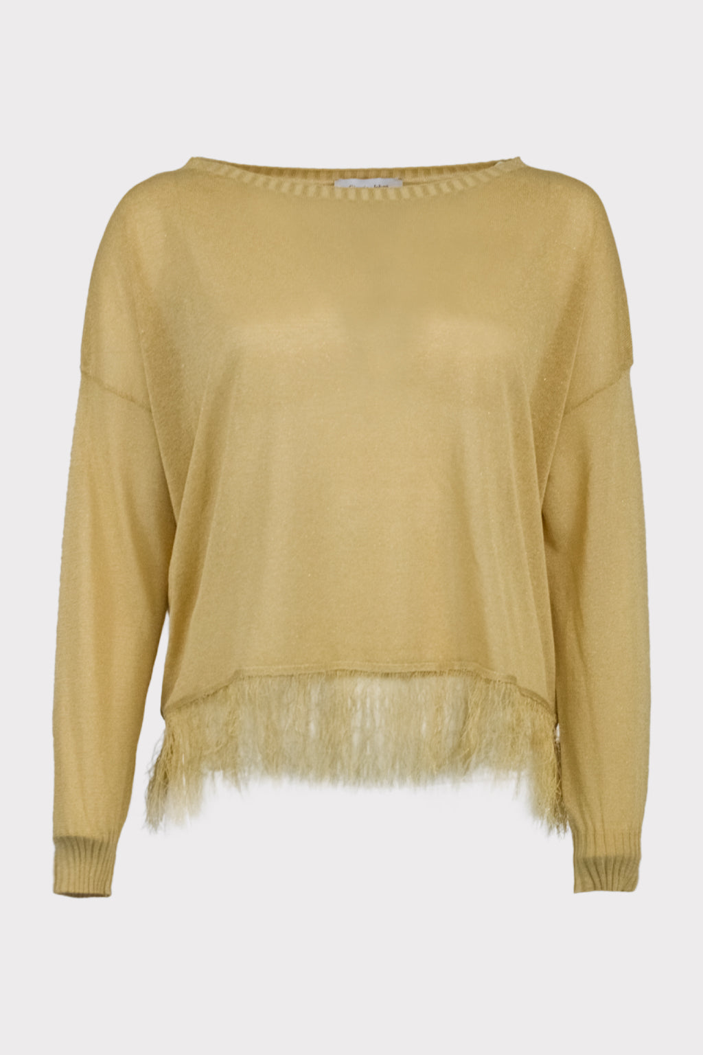 Maglia lurex con orlo frange