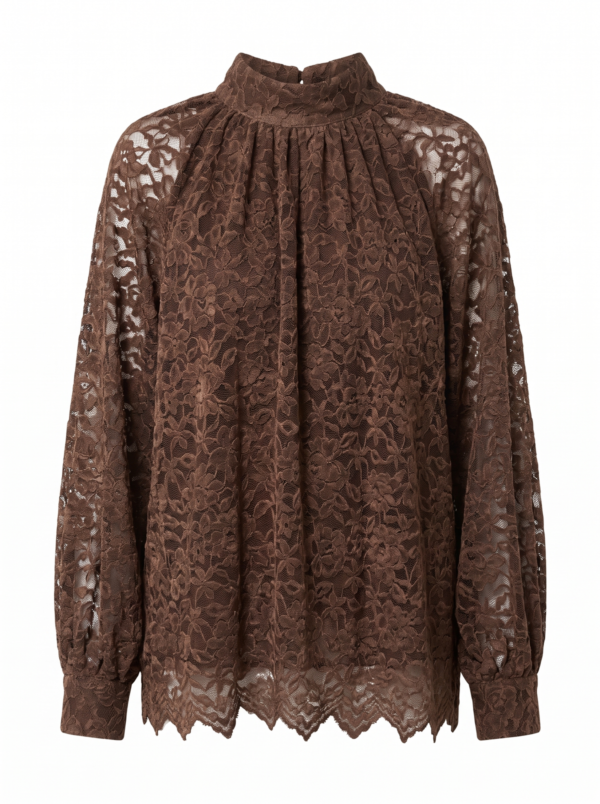Blusa in pizzo collo alto