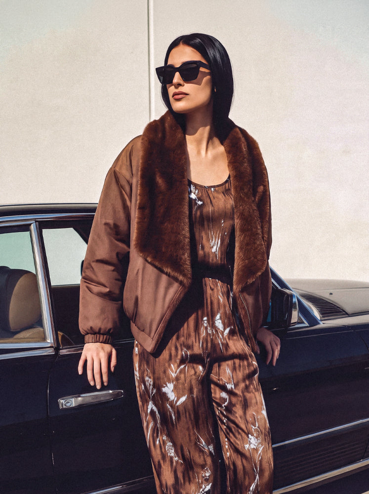 Bomber con rever in ecopelliccia