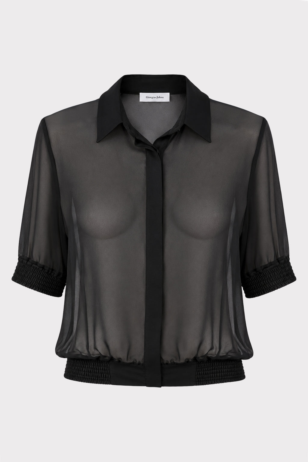 Camicia velata con inserti strutturati