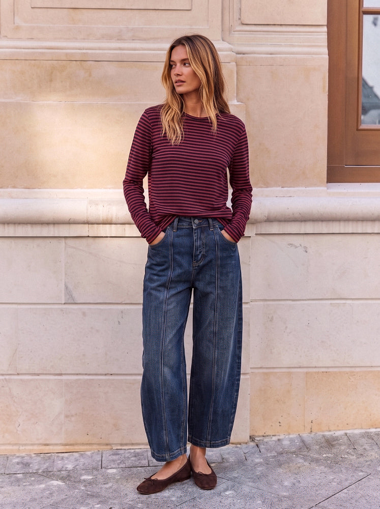 Jeans Barrel con cucitura centrale