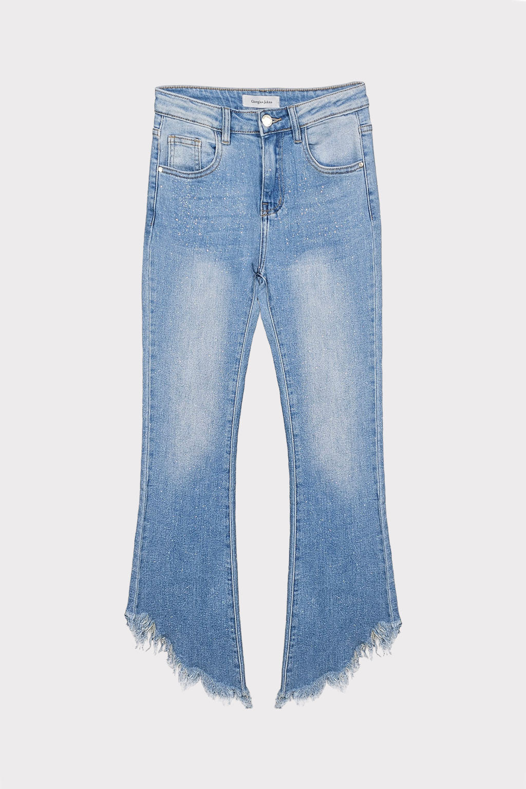 Jeans glitter orlo asimmetrico