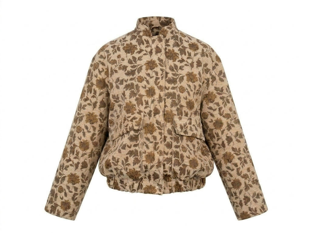 Bomber broccato collo ecopelliccia