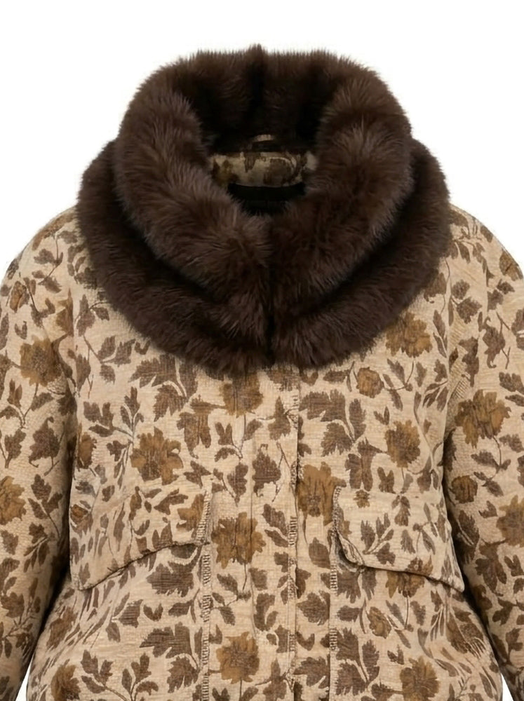 Bomber broccato collo ecopelliccia