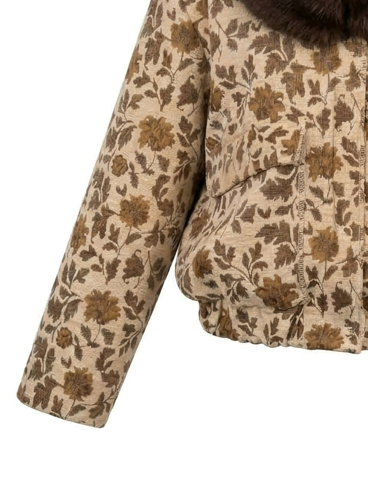 Bomber broccato collo ecopelliccia