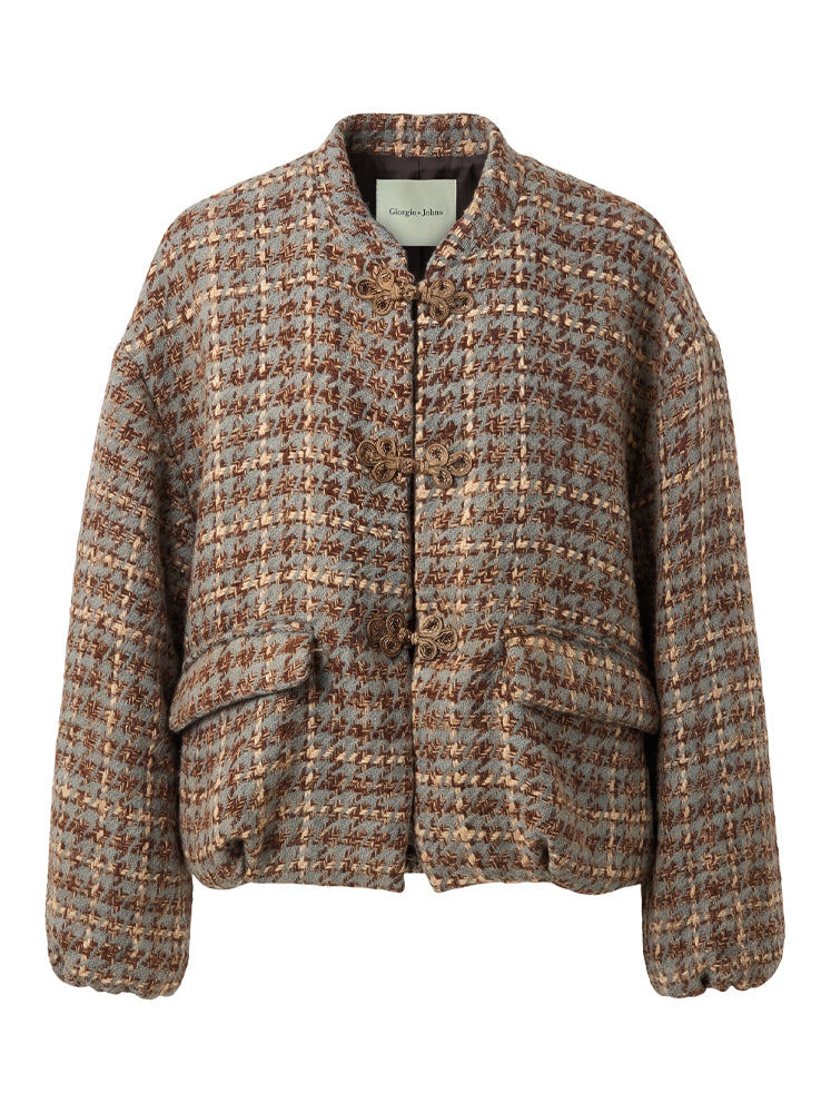 Bomber in tweed con alamari
