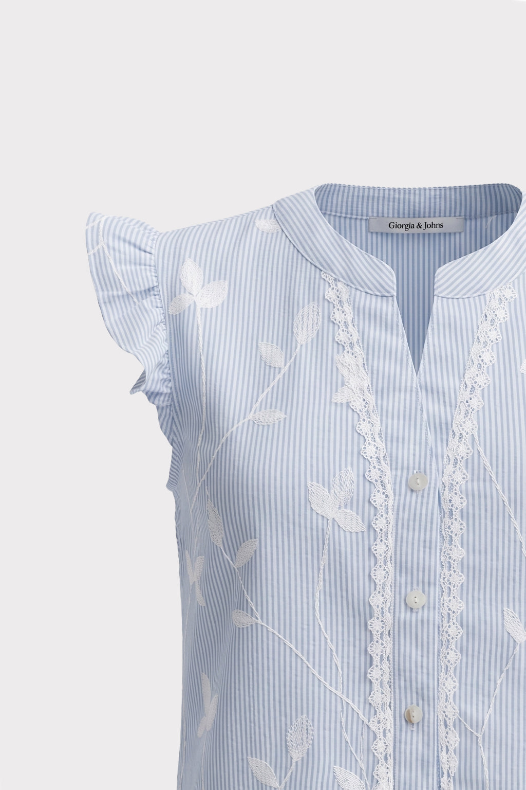 Blusa smanicata righe con rouches