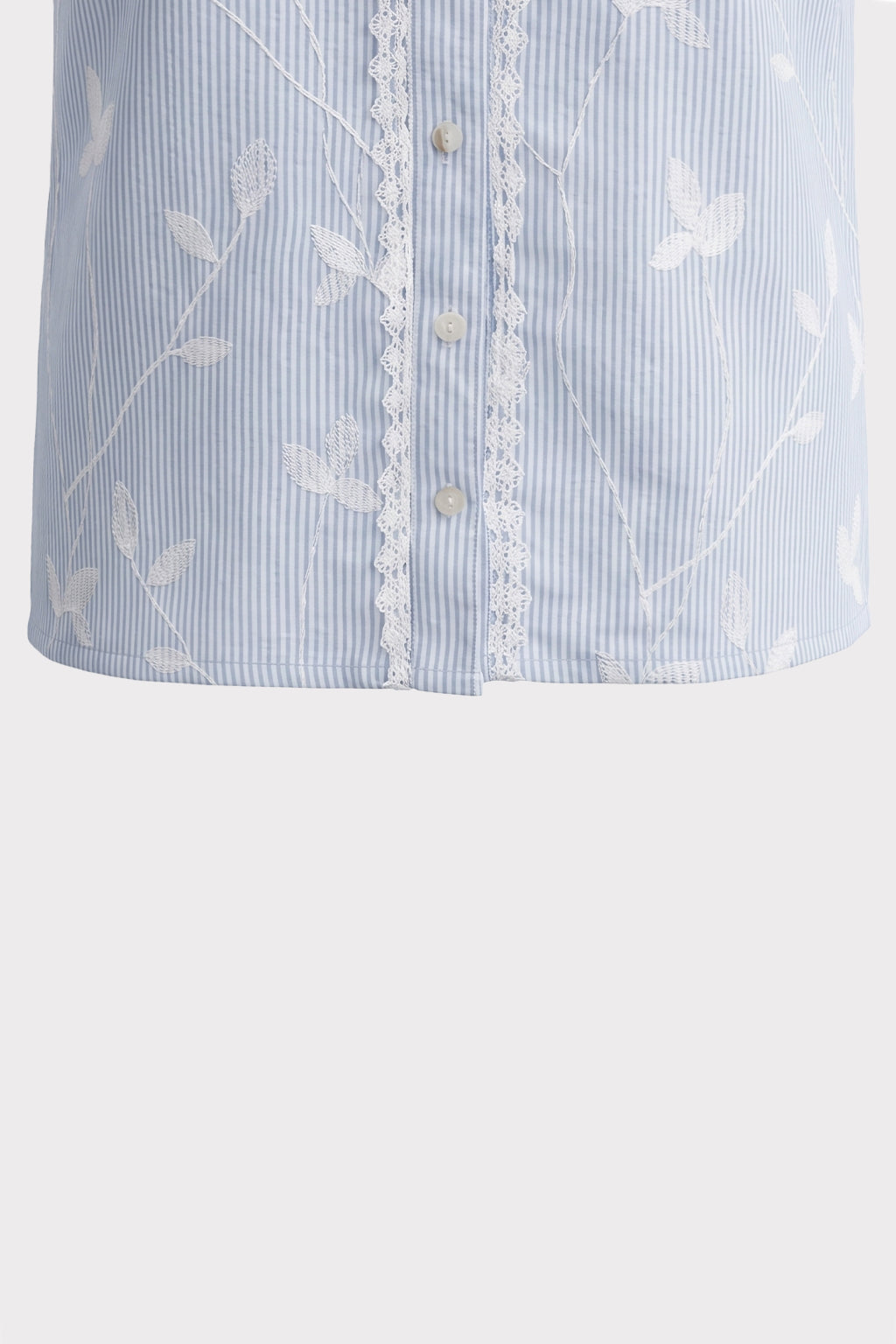 Blusa smanicata righe con rouches