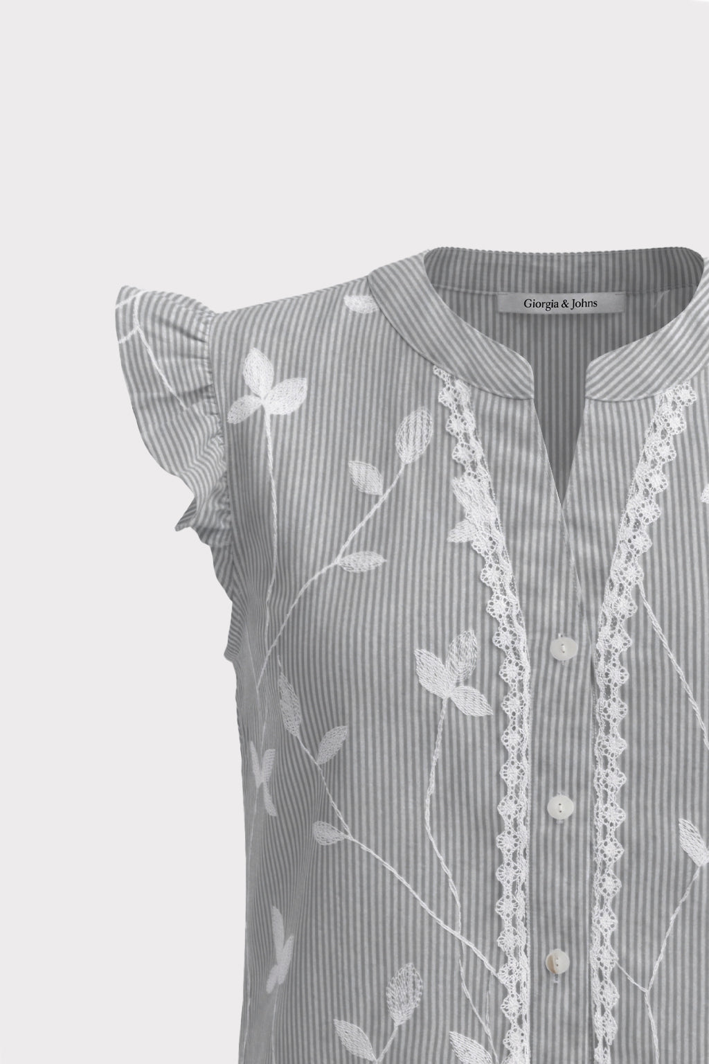 Blusa smanicata righe con rouches