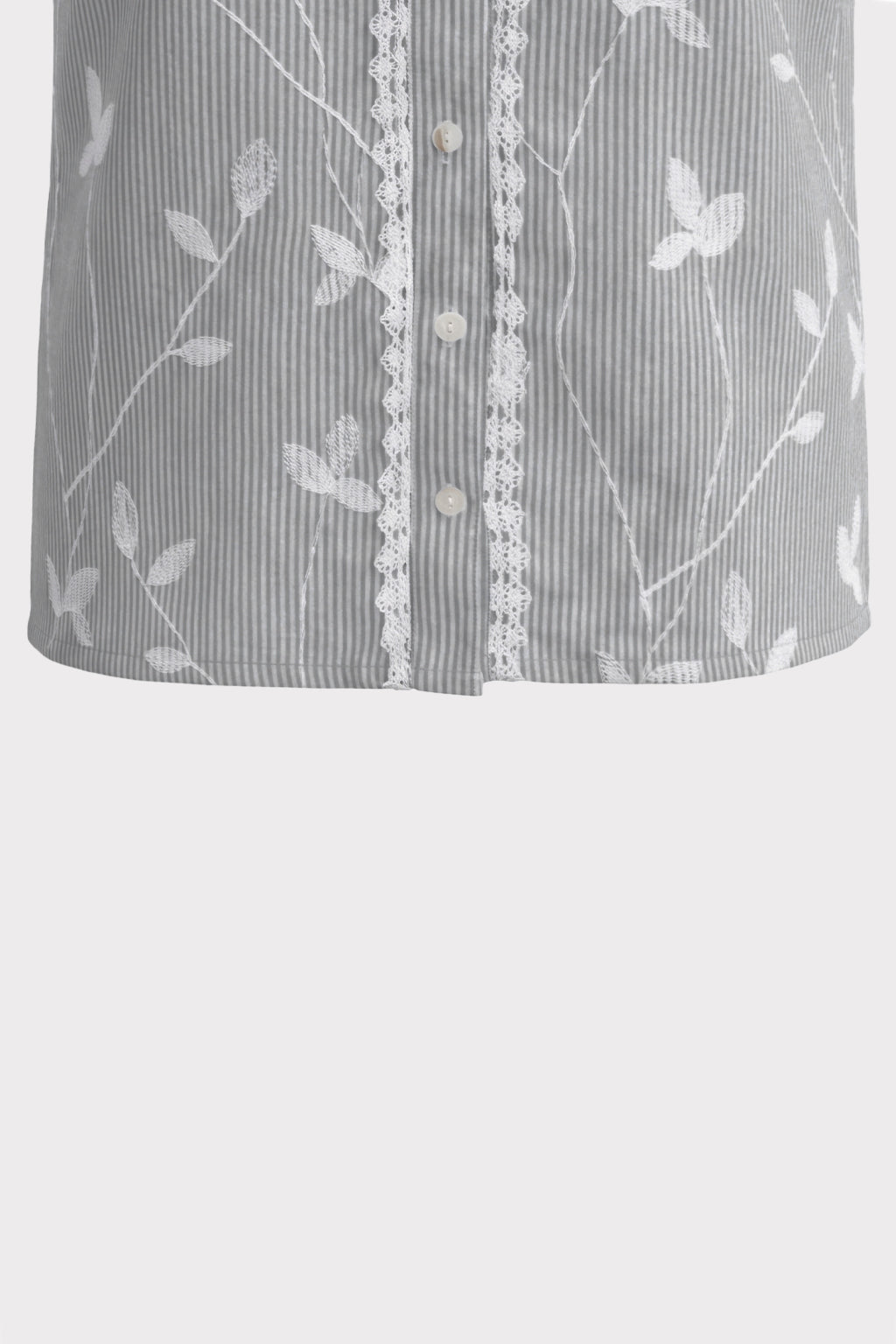 Blusa smanicata righe con rouches