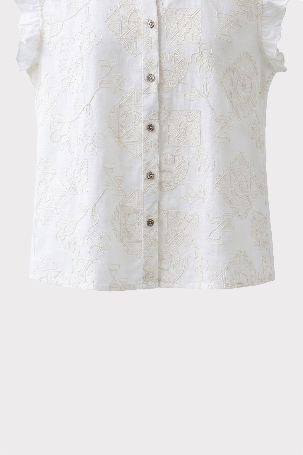 Blusa smanicata ricamo all over