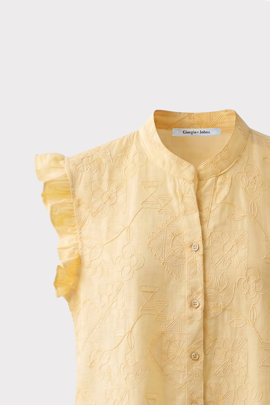 Blusa smanicata ricamo all over