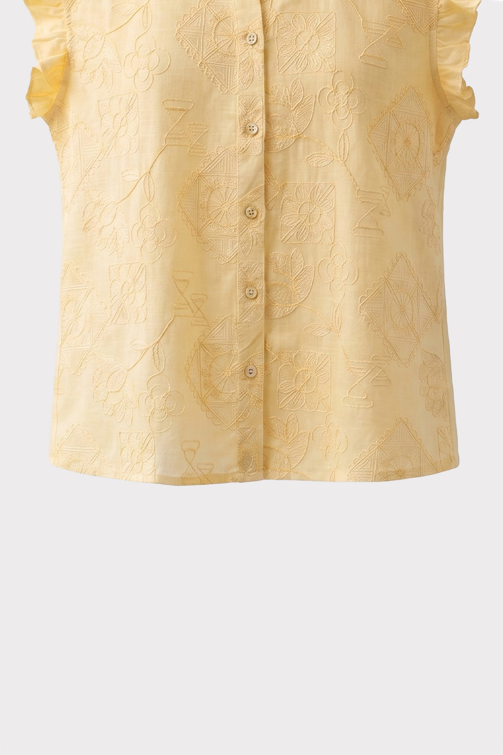 Blusa smanicata ricamo all over
