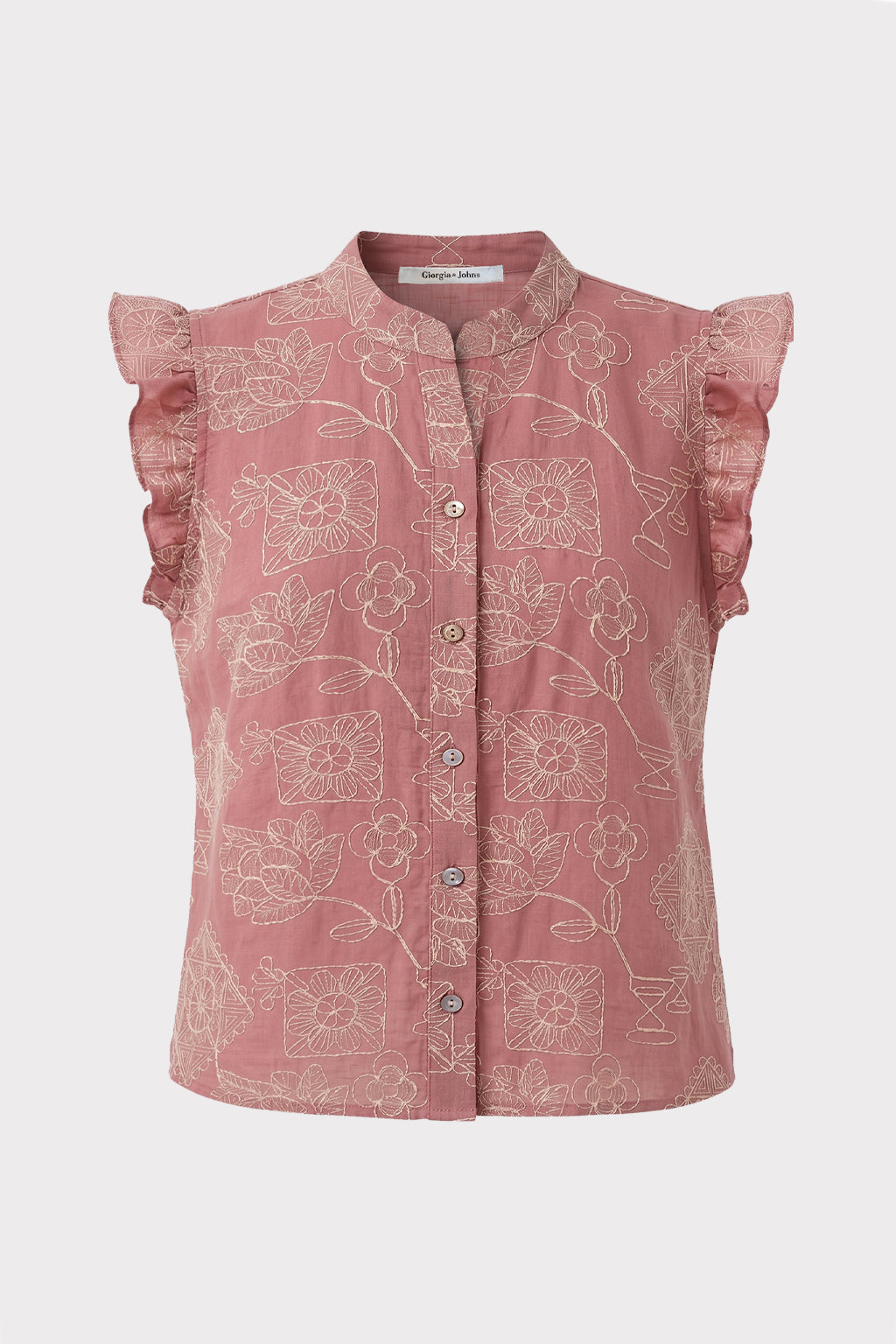 Blusa smanicata ricamo all over