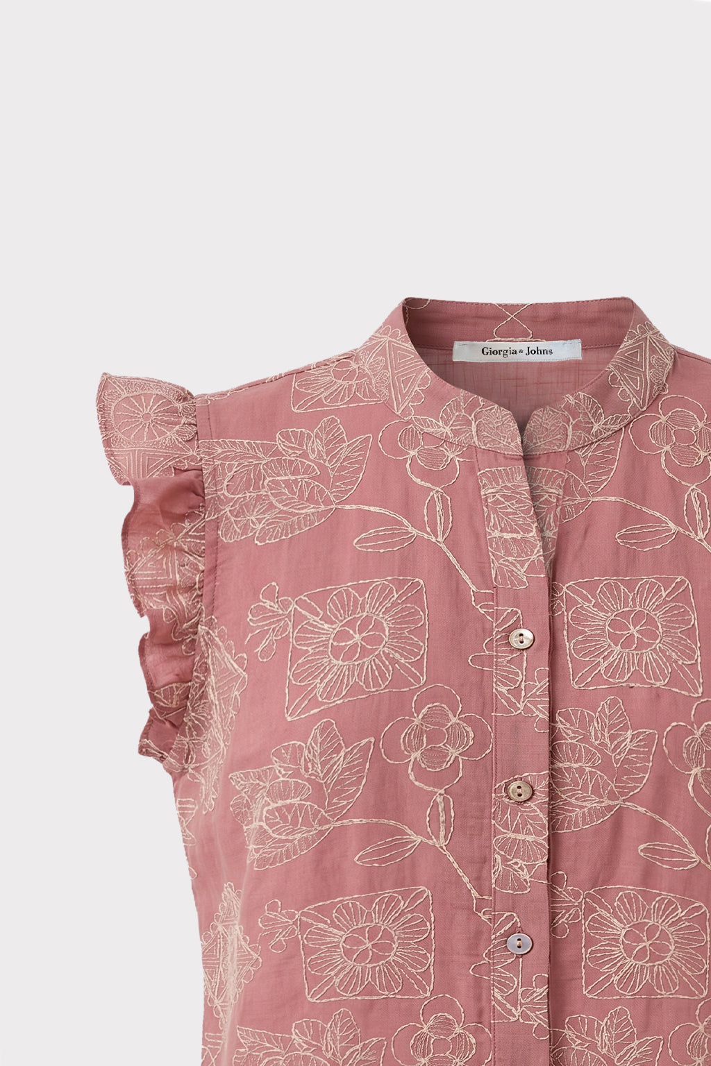 Blusa smanicata ricamo all over
